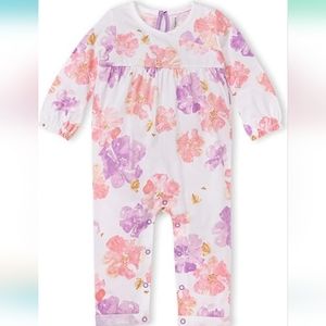 New with tags Burts bees baby long sleeve floral rompers jumpsuit